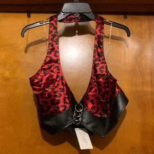 NWT Wildcat Size 3X Red/Black Animal Print Bralette